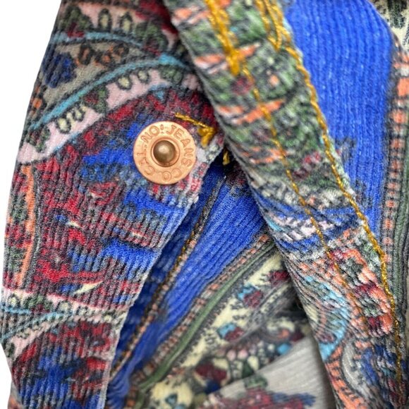 Vintage Denim Shirt Large Patchwork Western Snap Buttons Blue Womens Button Up - Picture 9 of 13